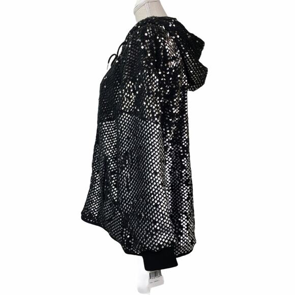 BLANKNYC Silver Sequin Bomber Jacket in Black Light NEW - Picture 4 of 15